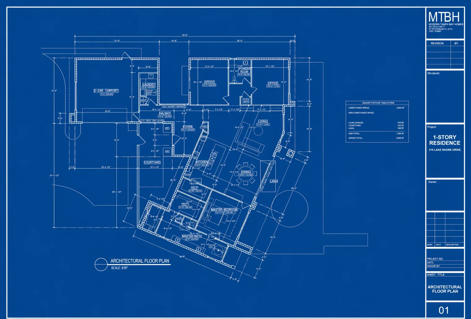 Lake Shore Courtyard Modern, architectural floor plan