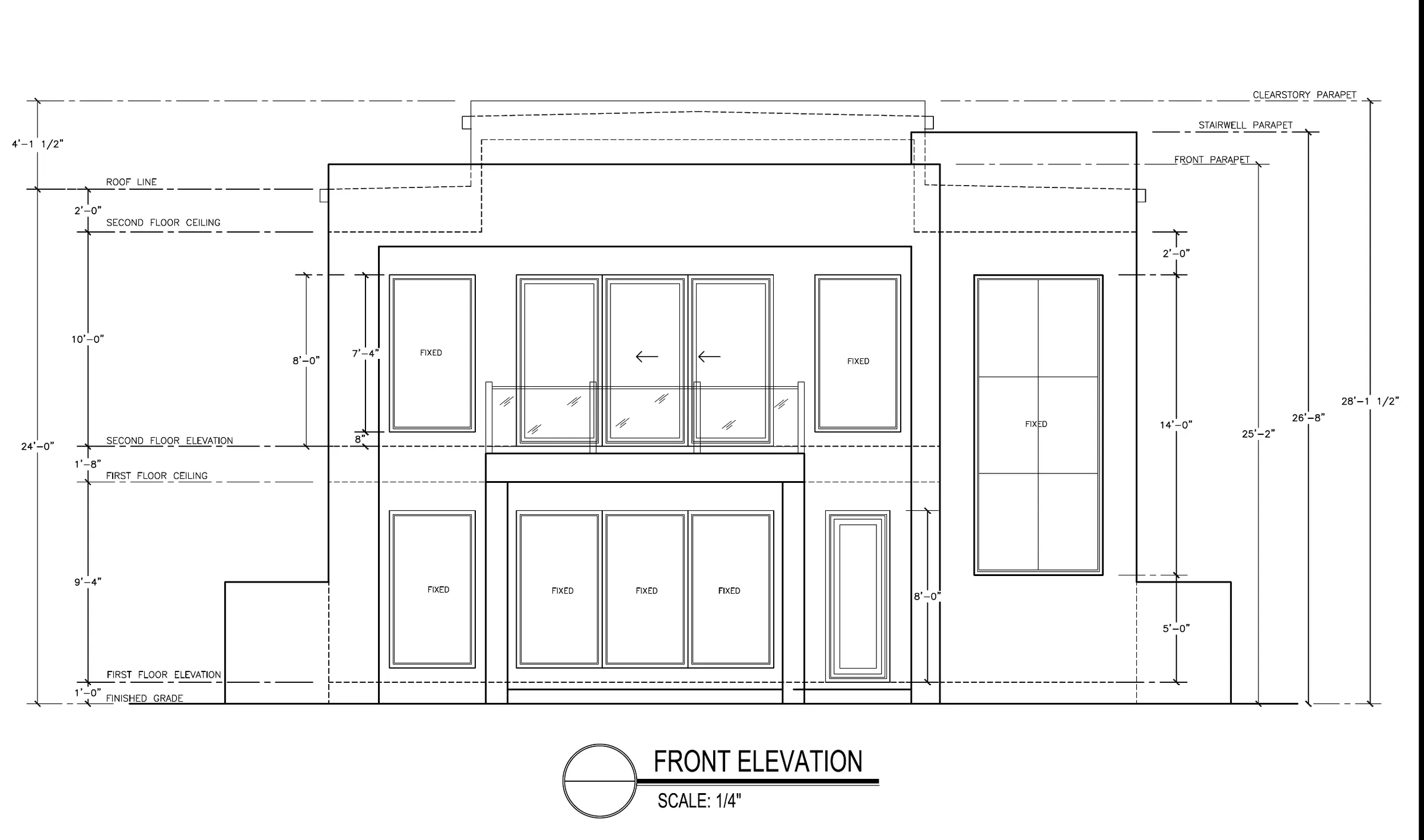 Contemporary Coastal Waterfront, front elevation