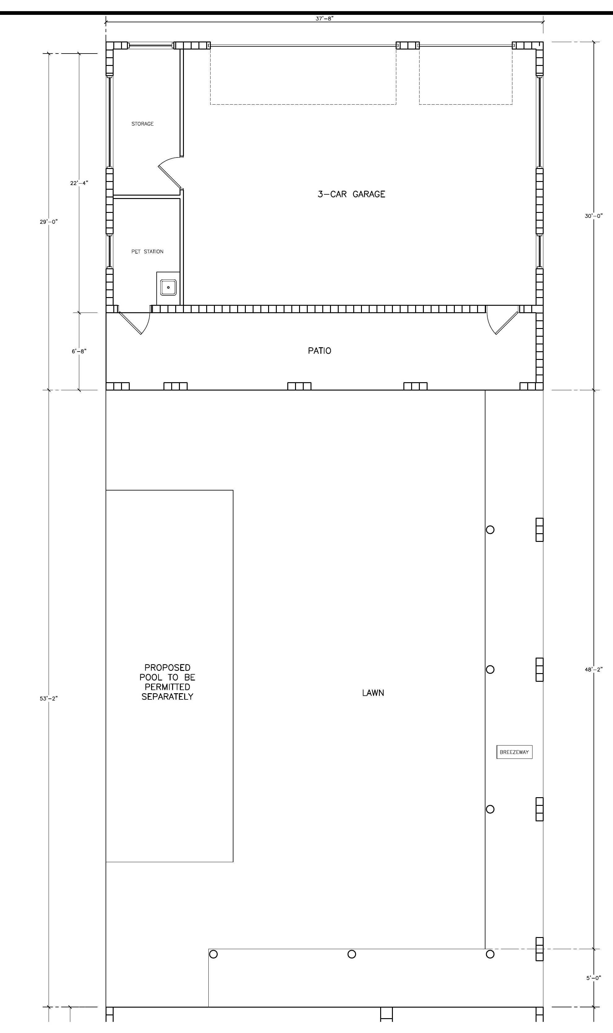 Contemporary Coastal Waterfront, detached garage, patio and pool plan