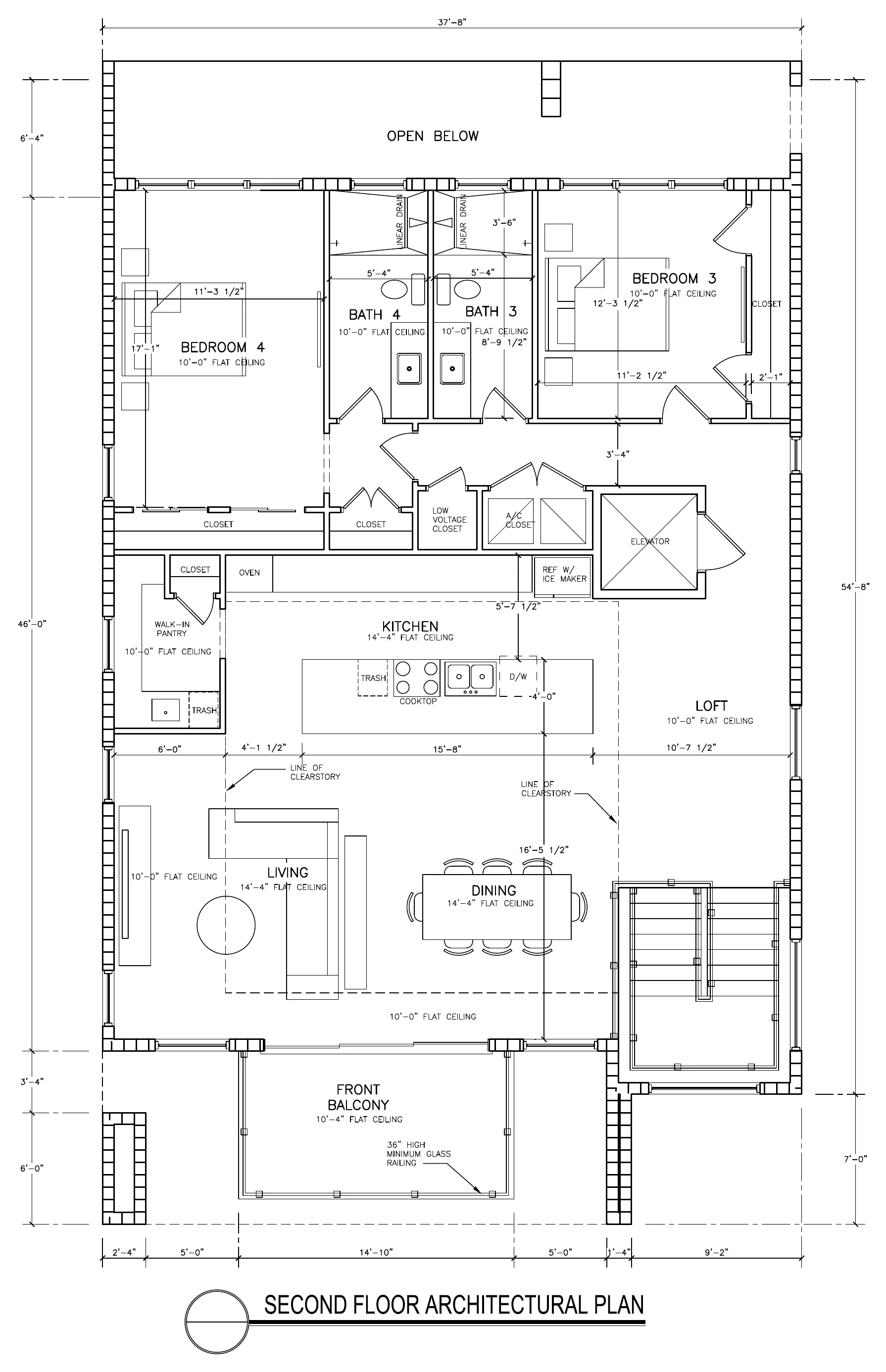 Contemporary Coastal Waterfront, second floor architectural plan