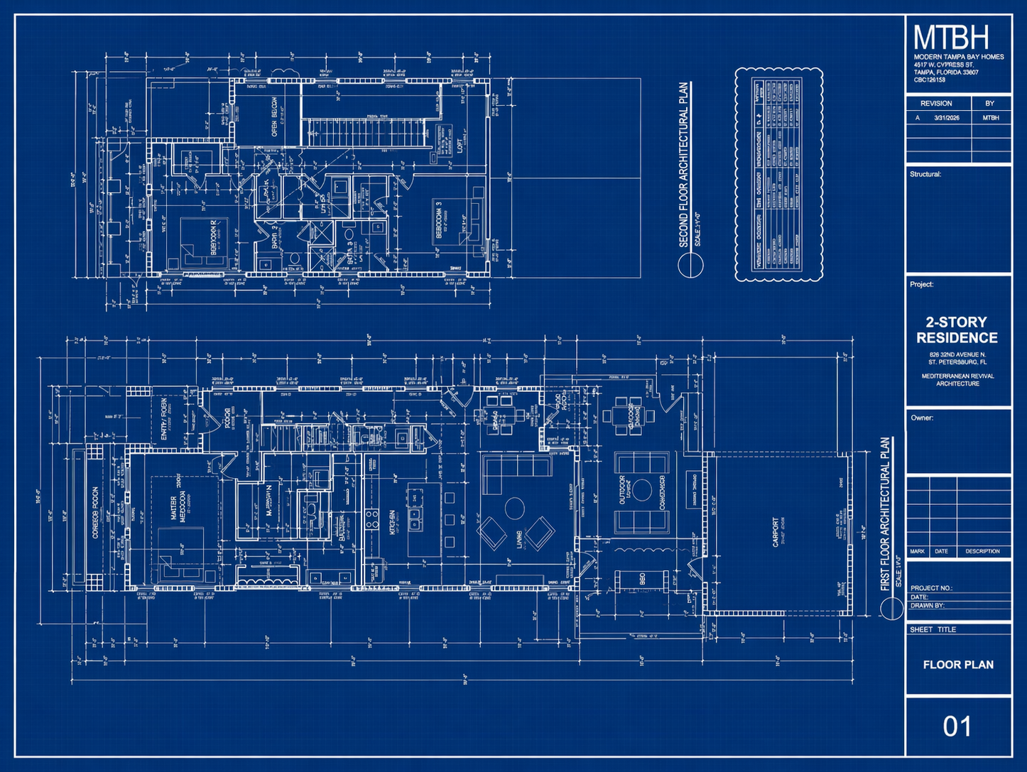 St. Petersburg Modern Infill — architectural floor plans