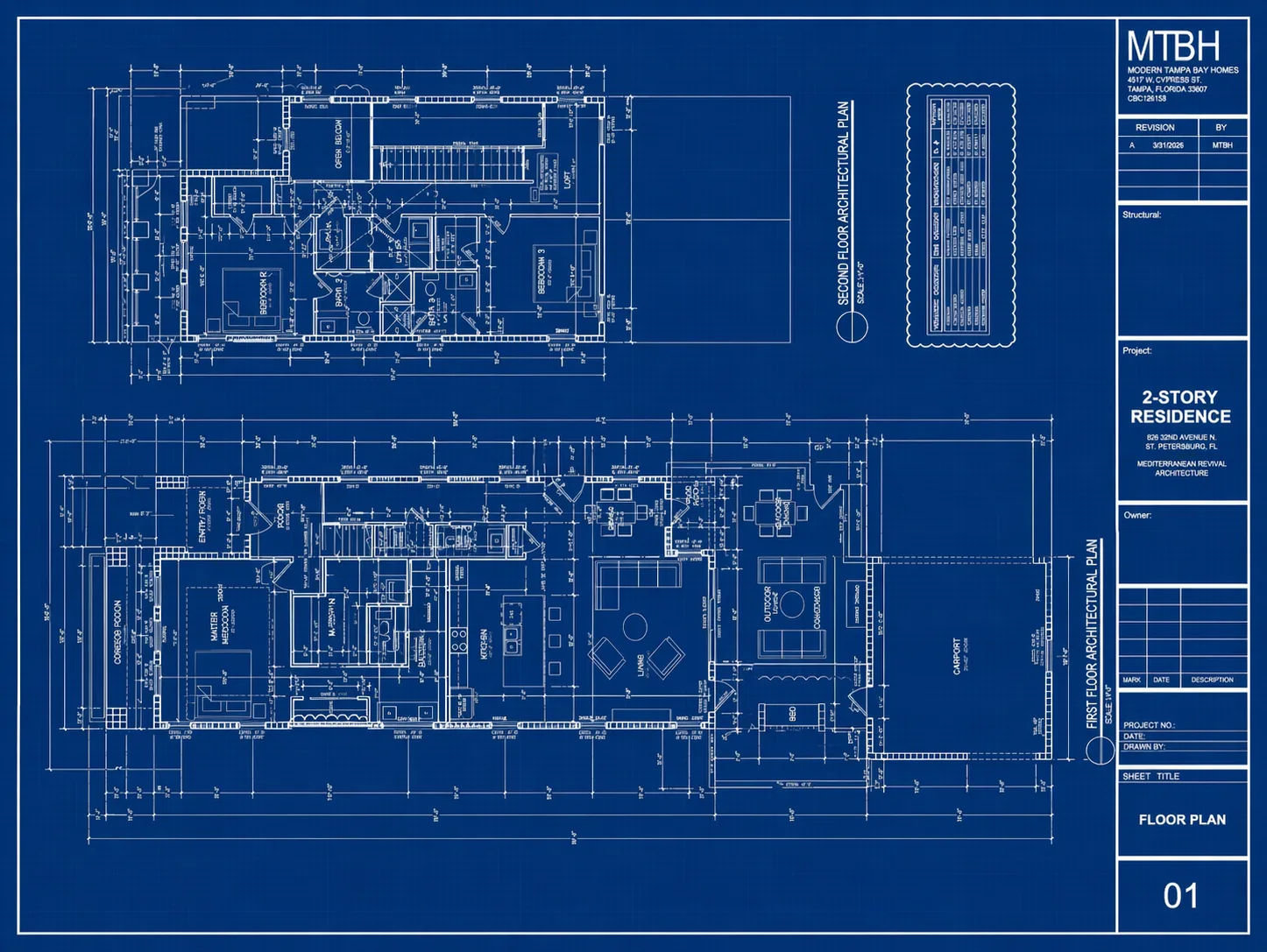 St. Petersburg Modern Infill, architectural floor plans